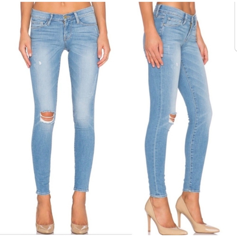 Frame‎ Denim Le Skinny de Jeanne Carson Distressed Skinny Jeans 25 Low Rise